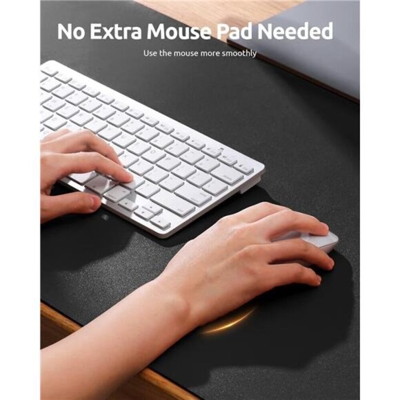 Black Leather Desk Pad Large Waterproof Office Mat Non Slip Mouse Pad Protector - Picture 3 of 7